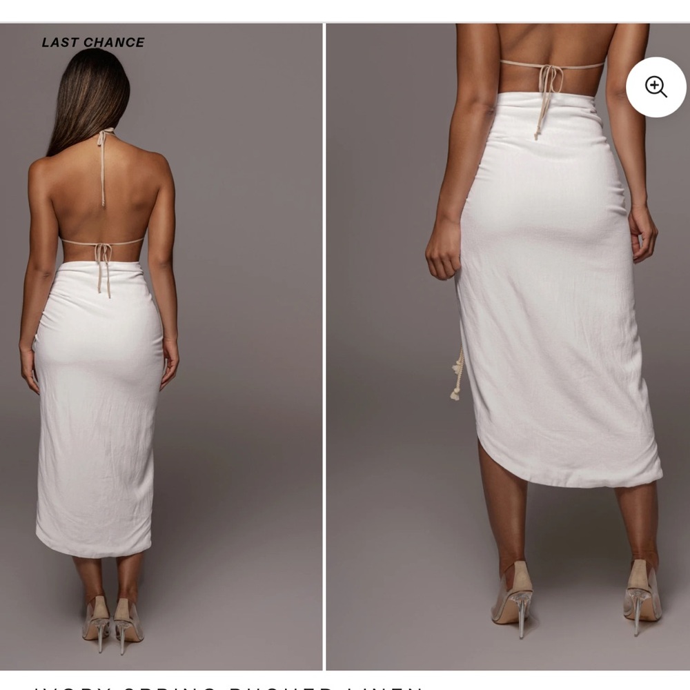 JLUXLABEL Ivory Spring Ruched Linen Skirt - Picture 4 of 7